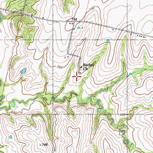 Topographic Map of Bethel School, TX