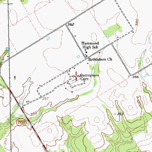 Topographic Map of Bethlehem Cemetery, TX