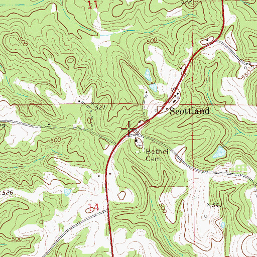 Topographic Map of Bethel School, AL