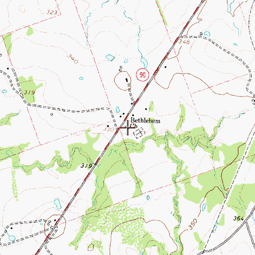 Topographic Map of Bethlehem Church, TX