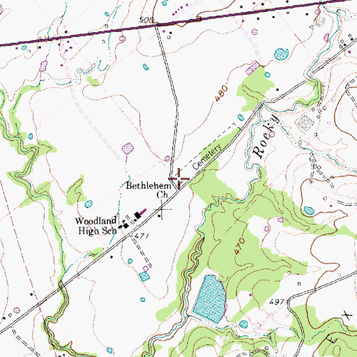 Topographic Map of Bethlehem Church, TX