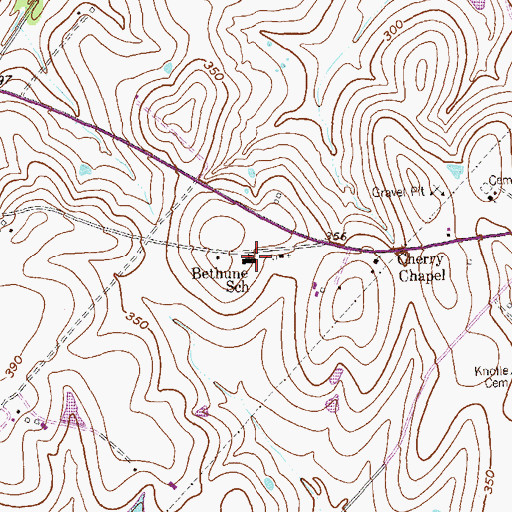 Topographic Map of Bethune School, TX