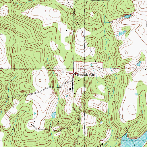 Topographic Map of Beulah Church, TX