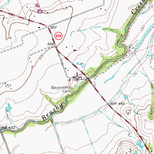 Topographic Map of Beyersville Cemetery, TX