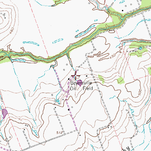 Topographic Map of Beyersville Oil Field, TX