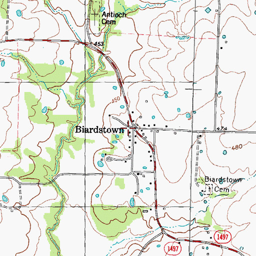 Topographic Map of Biardstown, TX