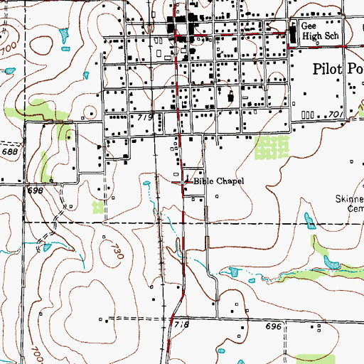 Topographic Map of Bible Chapel, TX