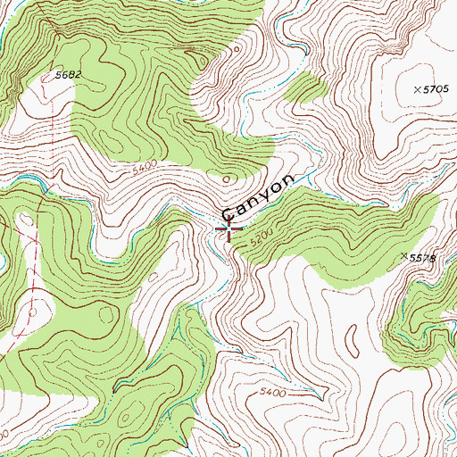 Topographic Map of Bicycle Canyon, TX