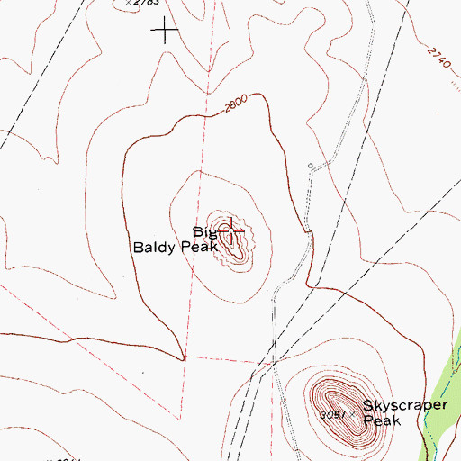 Topographic Map of Big Baldy Peak, TX