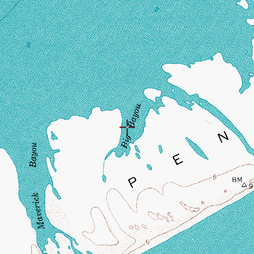 Topographic Map of Big Bayou, TX