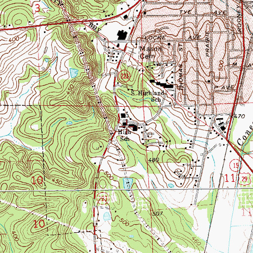 Topographic Map of Bullock County High School, AL