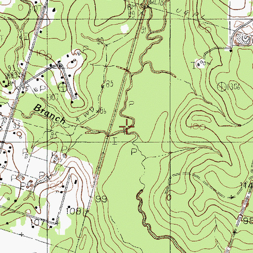 Topographic Map of Big Branch, TX