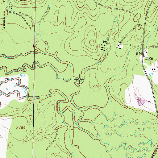 Topographic Map of Big Branch, TX