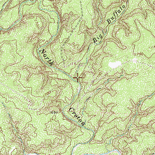 Topographic Map of Big Buffalo Creek, TX