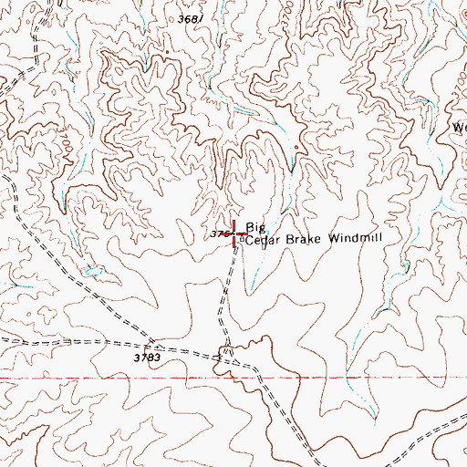 Topographic Map of Big Cedar Brake Windmill, TX
