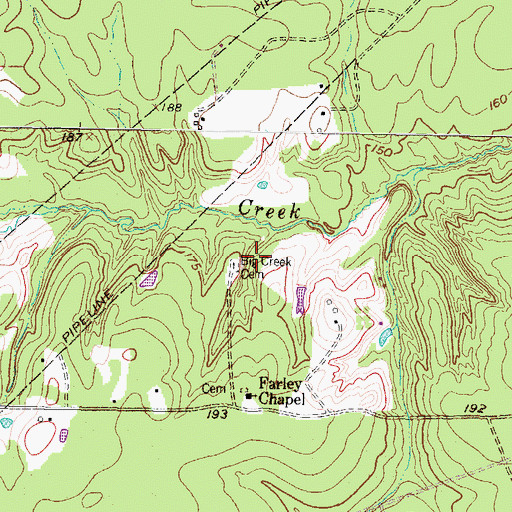 Topographic Map of Big Creek Cemetery, TX