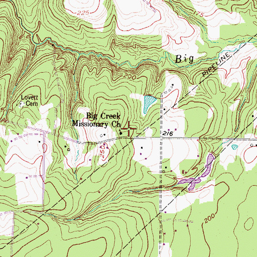 Topographic Map of Big Creek Missionary Church, TX