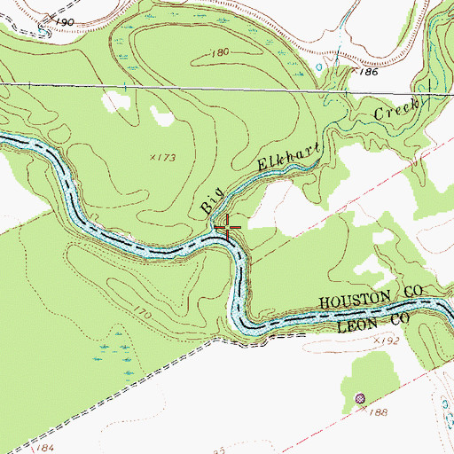 Topographic Map of Big Elkhart Creek, TX