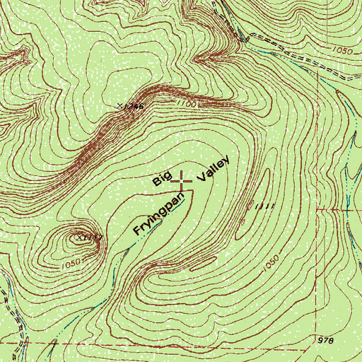 Topographic Map of Big Fryingpan Valley, TX