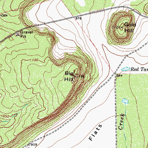 Topographic Map of Big Hill, TX