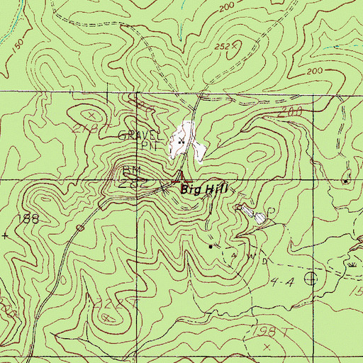 Topographic Map of Big Hill, TX