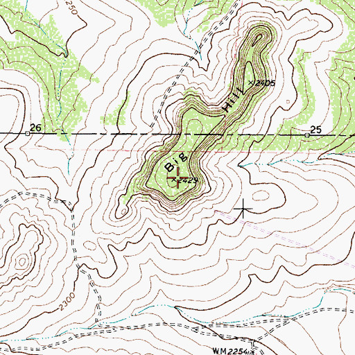 Topographic Map of Big Hill, TX