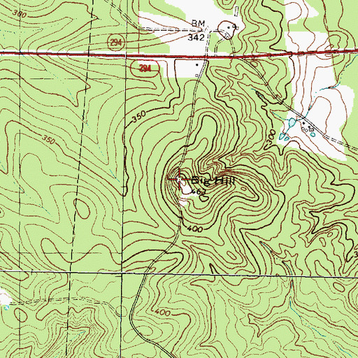Topographic Map of Big Hill, TX