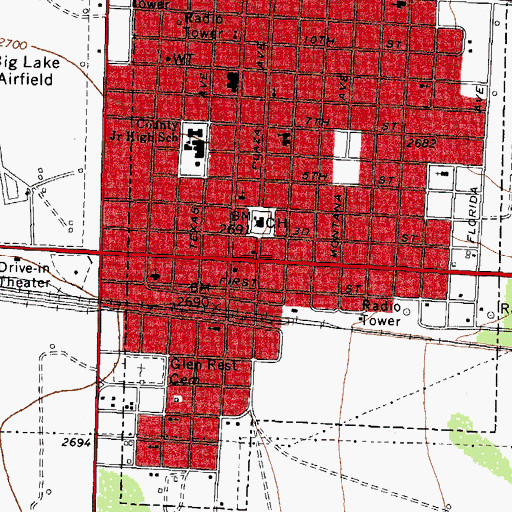 Topographic Map of Big Lake, TX