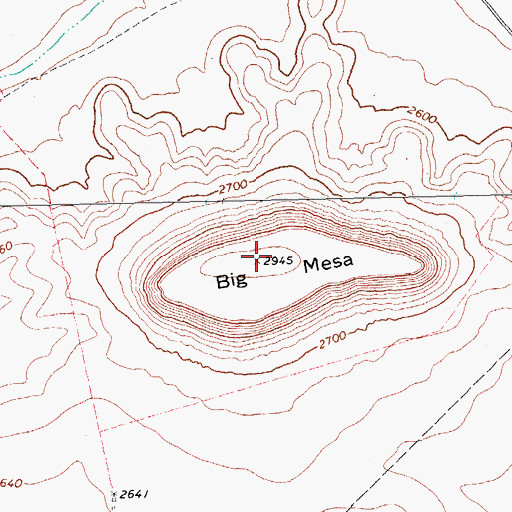 Topographic Map of Big Mesa, TX
