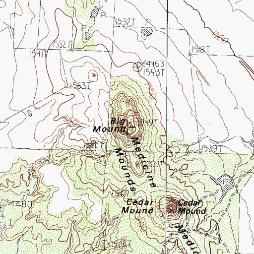 Topographic Map of Big Mound, TX