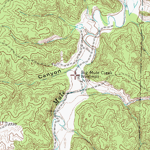 Topographic Map of Big Mule Creek Windmill, TX