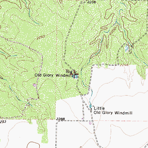 Topographic Map of Big Old Glory Windmill, TX