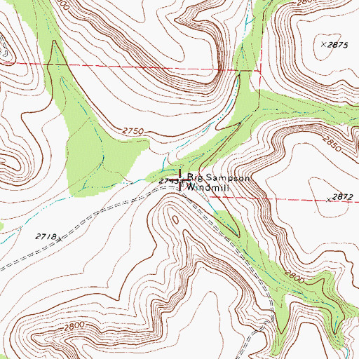 Topographic Map of Big Sampson Windmill, TX
