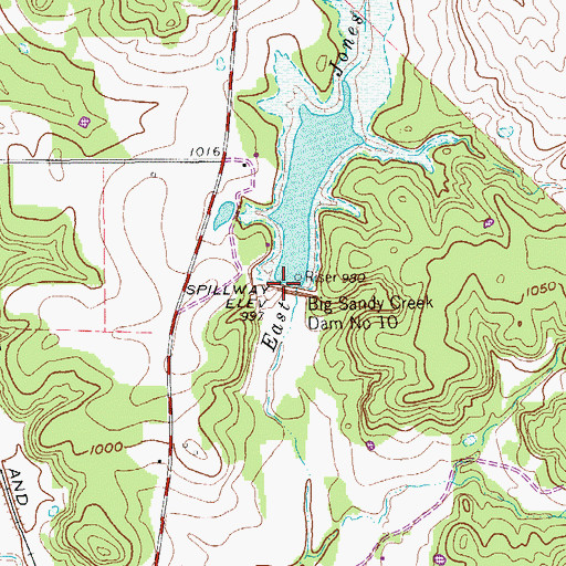 Topographic Map of Big Sandy Creek Dam Number 10, TX