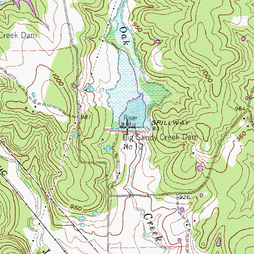 Topographic Map of Big Sandy Creek Dam Number 12, TX