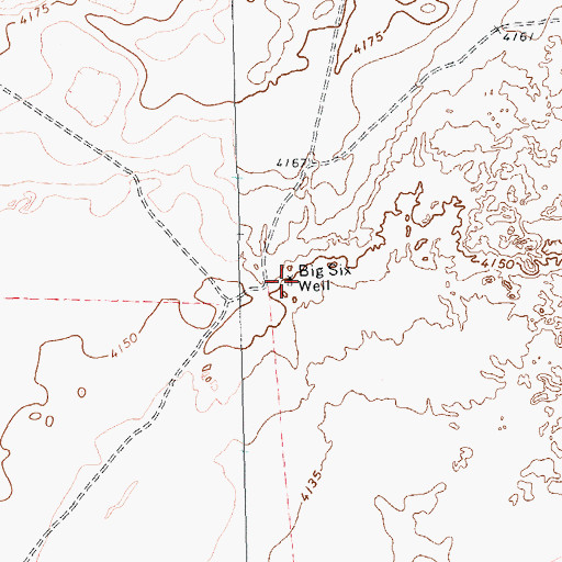 Topographic Map of Big Six Well, TX