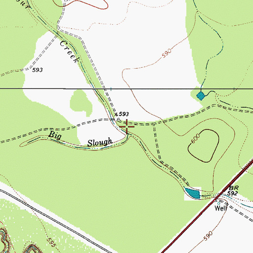 Topographic Map of Big Slough, TX