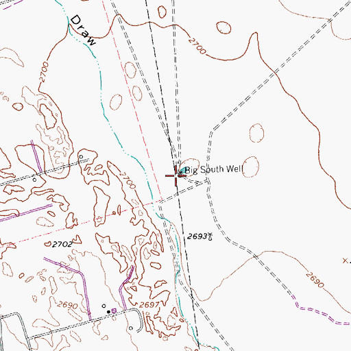 Topographic Map of Big South Well, TX