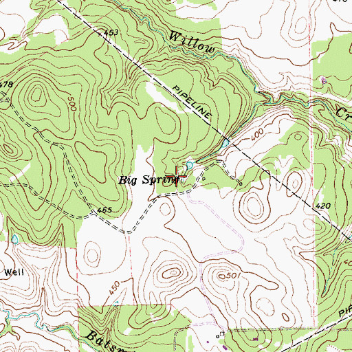 Topographic Map of Big Spring, TX