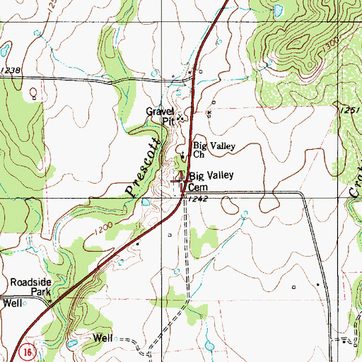 Topographic Map of Big Valley Cemetery, TX
