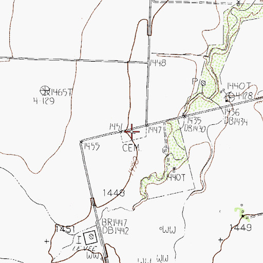 Topographic Map of Big Valley Cemetery, TX