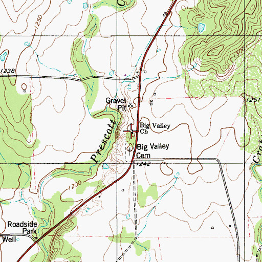 Topographic Map of Big Valley Church, TX