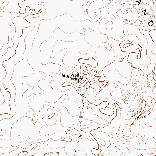 Topographic Map of Big Well, TX