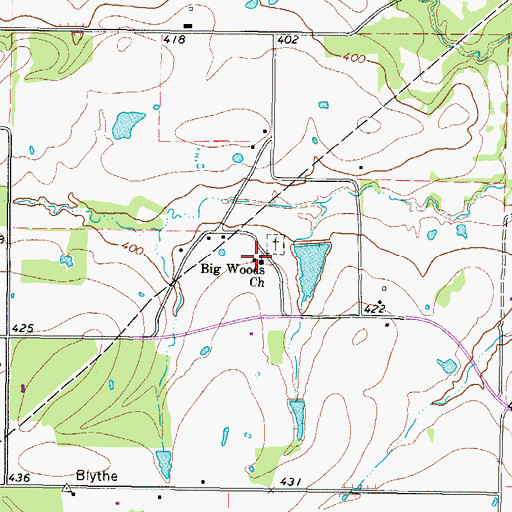 Topographic Map of Big Woods Church, TX