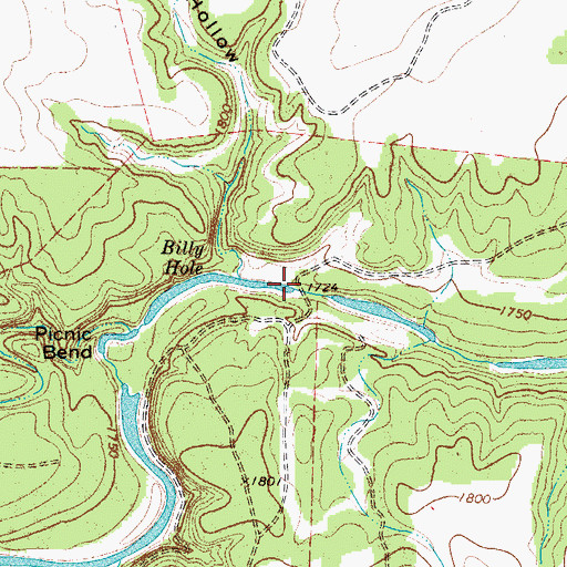 Topographic Map of Billy Hole, TX