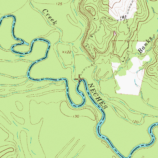 Topographic Map of Biloxi Creek, TX
