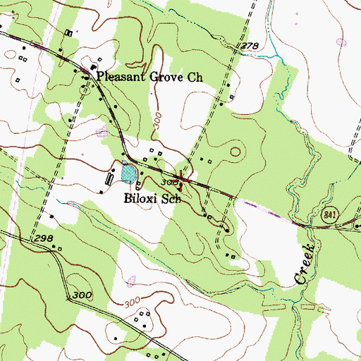 Topographic Map of Biloxi School, TX