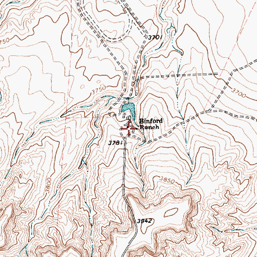 Topographic Map of Binford Ranch, TX