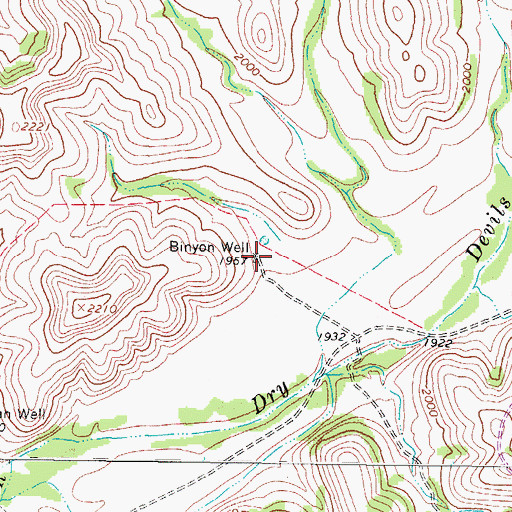 Topographic Map of Binyon Well, TX