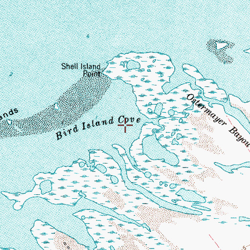Topographic Map of Bird Island Cove, TX